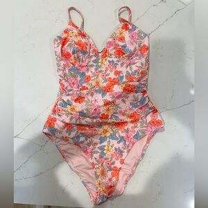Cupshe Floral Pink One Piece Swimsuit Size M